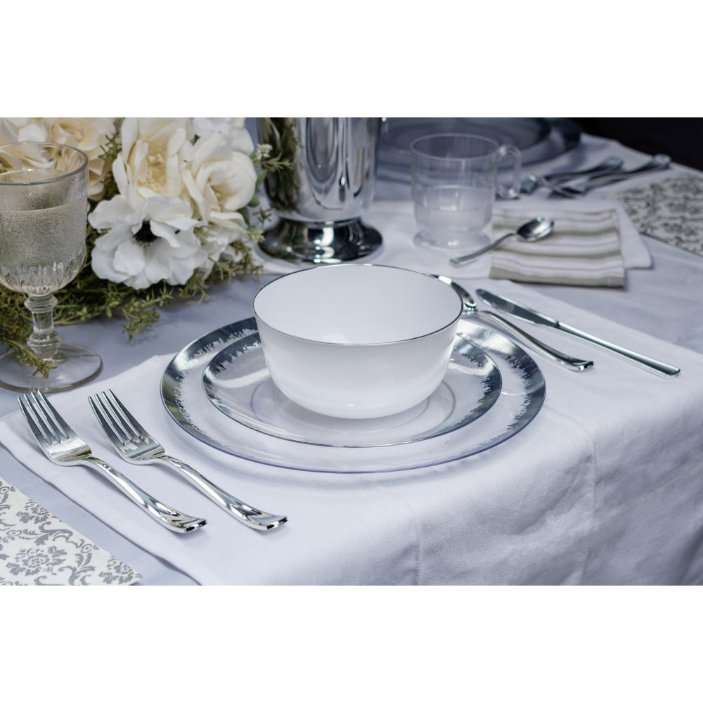 Case of 12 - 10" Silver Scratched Design Plastic Plates (10)