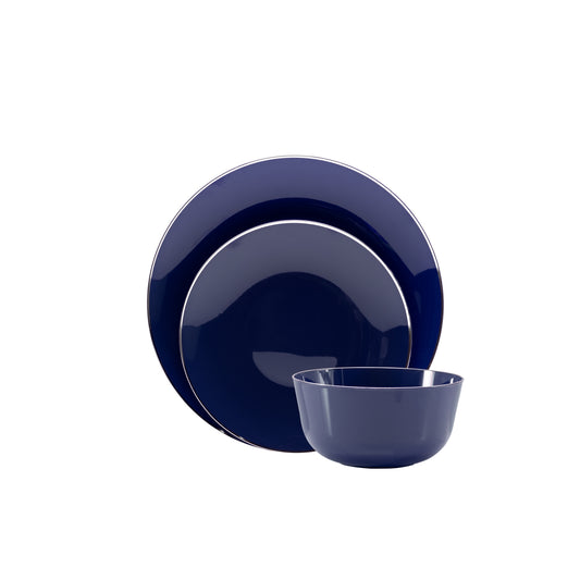 Case of 12 - Classic Navy Design Plastic Bowls - 10 Ct.
