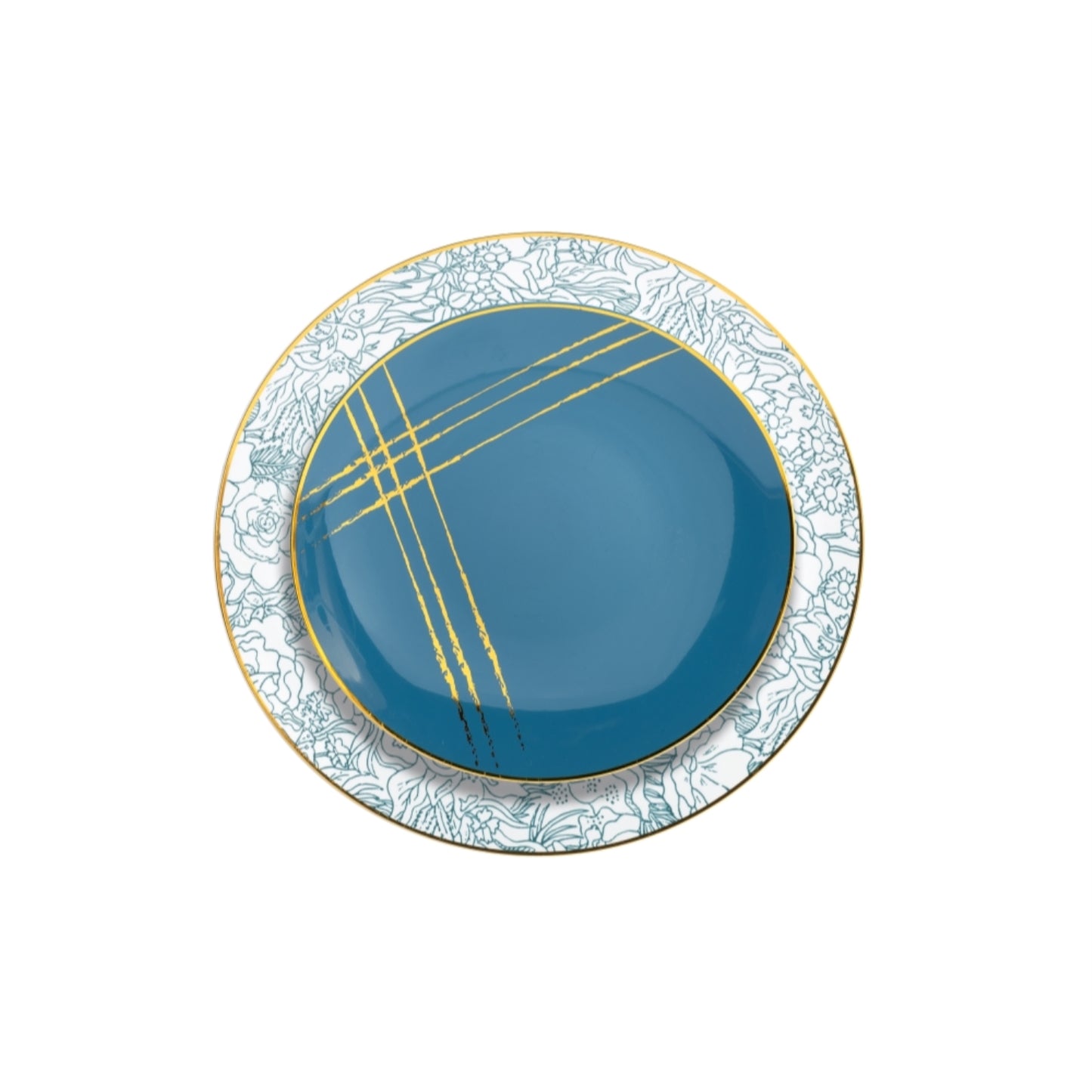 Case of 12 - 8" Floral Brush Design Plastic Plates (10)