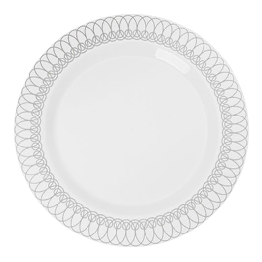 Case of 12 - 10.25" Silver Ovals Premium Plates - 10 ct.