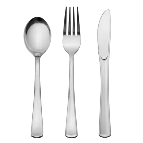 Case of 12 - Exquisite Classic Silver Plastic Knives - 120 ct.