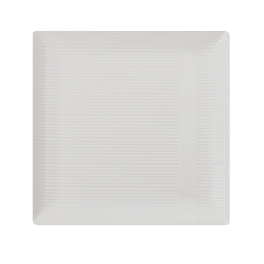 Case of 12 - Ivory 7.5" Zen Ridged Square Plastic Plates - 10 ct.