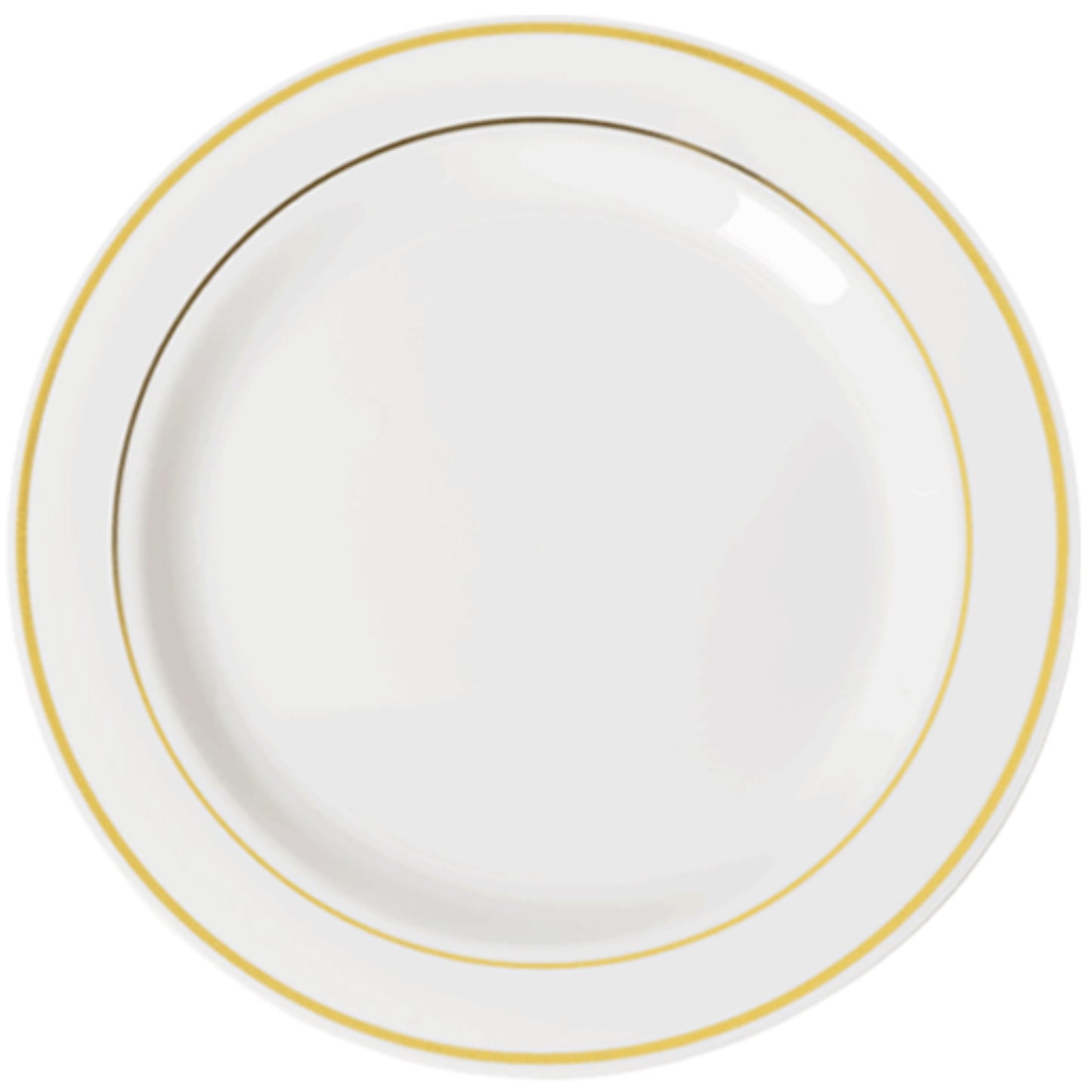 9 In. White/Gold Line Design Plates - 10 Ct.