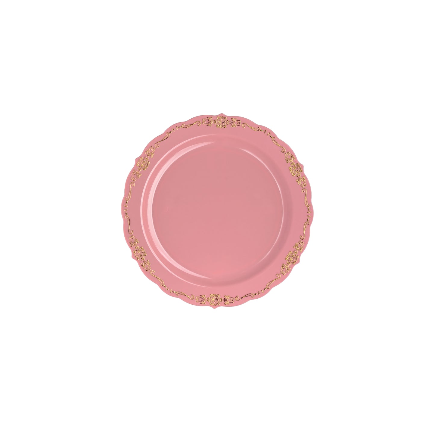 Case of 6 - 7.5" Coral / Gold Victorian Design Plates - 20 ct.