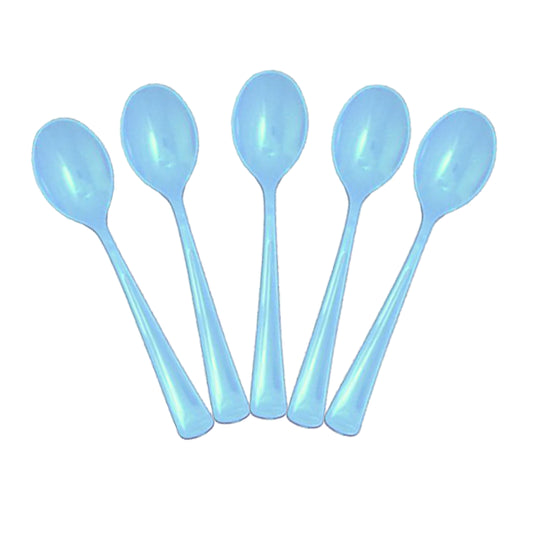 Case of 24 - Plastic Spoons 50 ct. - Light Blue