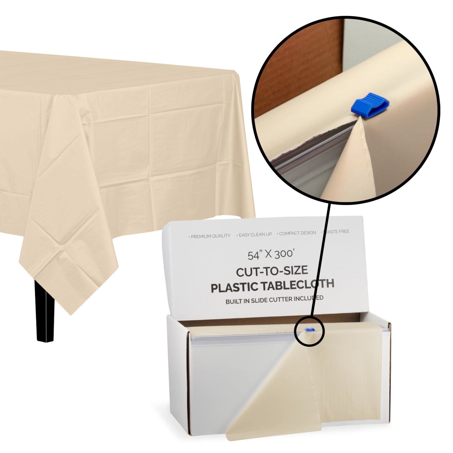 54" X 300' Select A Size Table Cover - Ivory