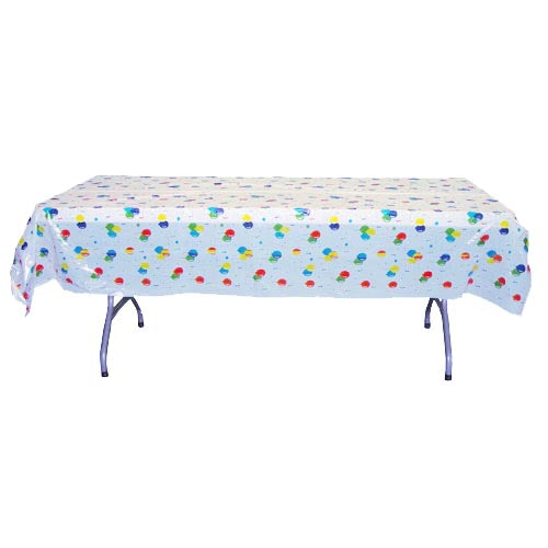 Case of 48 - 54" x 108" Printed Plastic Table cover - Birthday