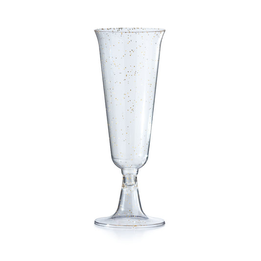 5 Oz. Gold Sparkle Plastic Flute Glasses - 12 Ct.