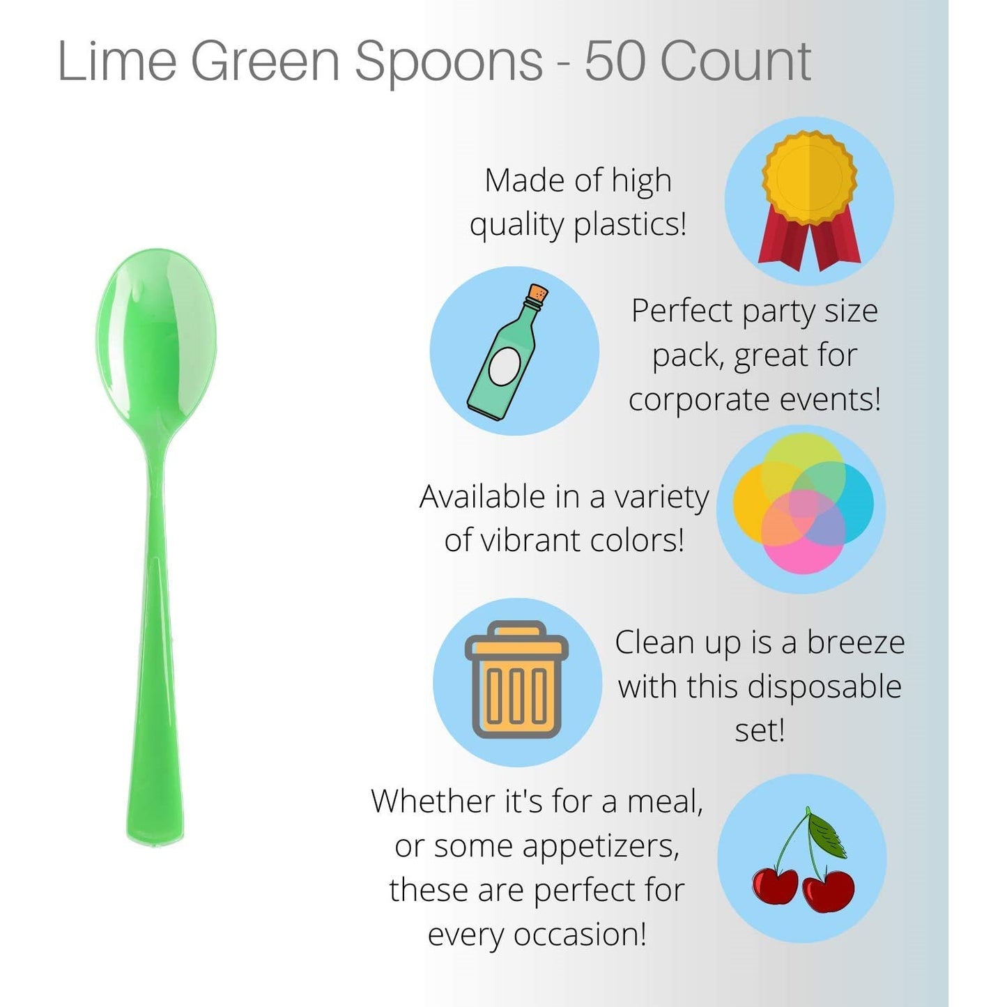 Heavy Duty Lime Green Plastic Spoons - 50 Ct.
