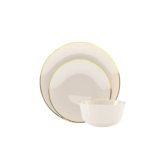 Case of 12 - Classic Ivory Design Plastic Bowls - 10 Ct.