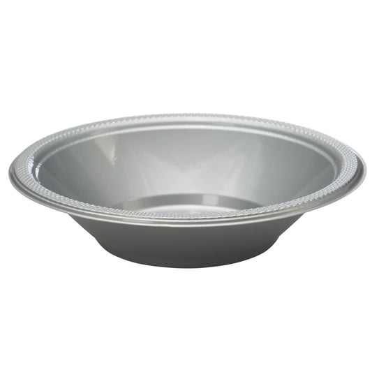 Case of 36 - 12 oz. Plastic Bowls 8 ct. - Silver
