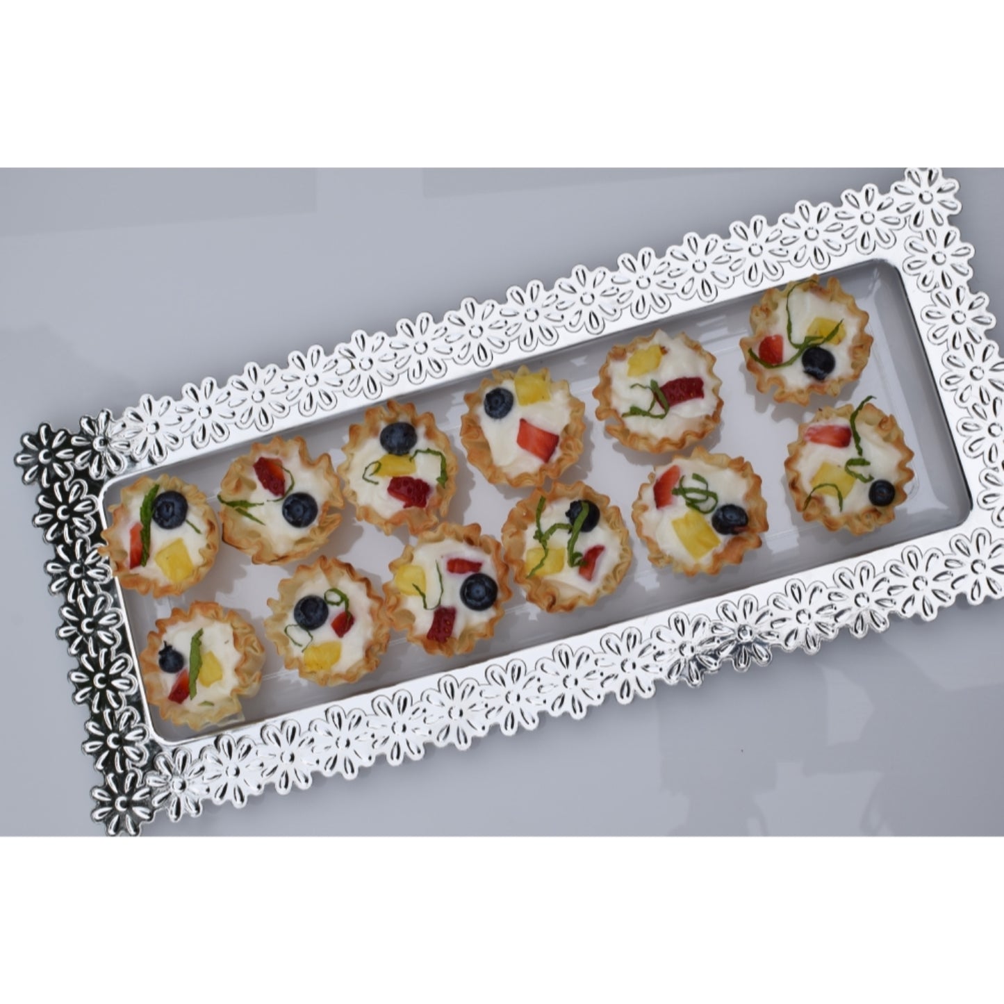 6 In. x 14 In. Silver Edged Flower Tray - 2 Ct.