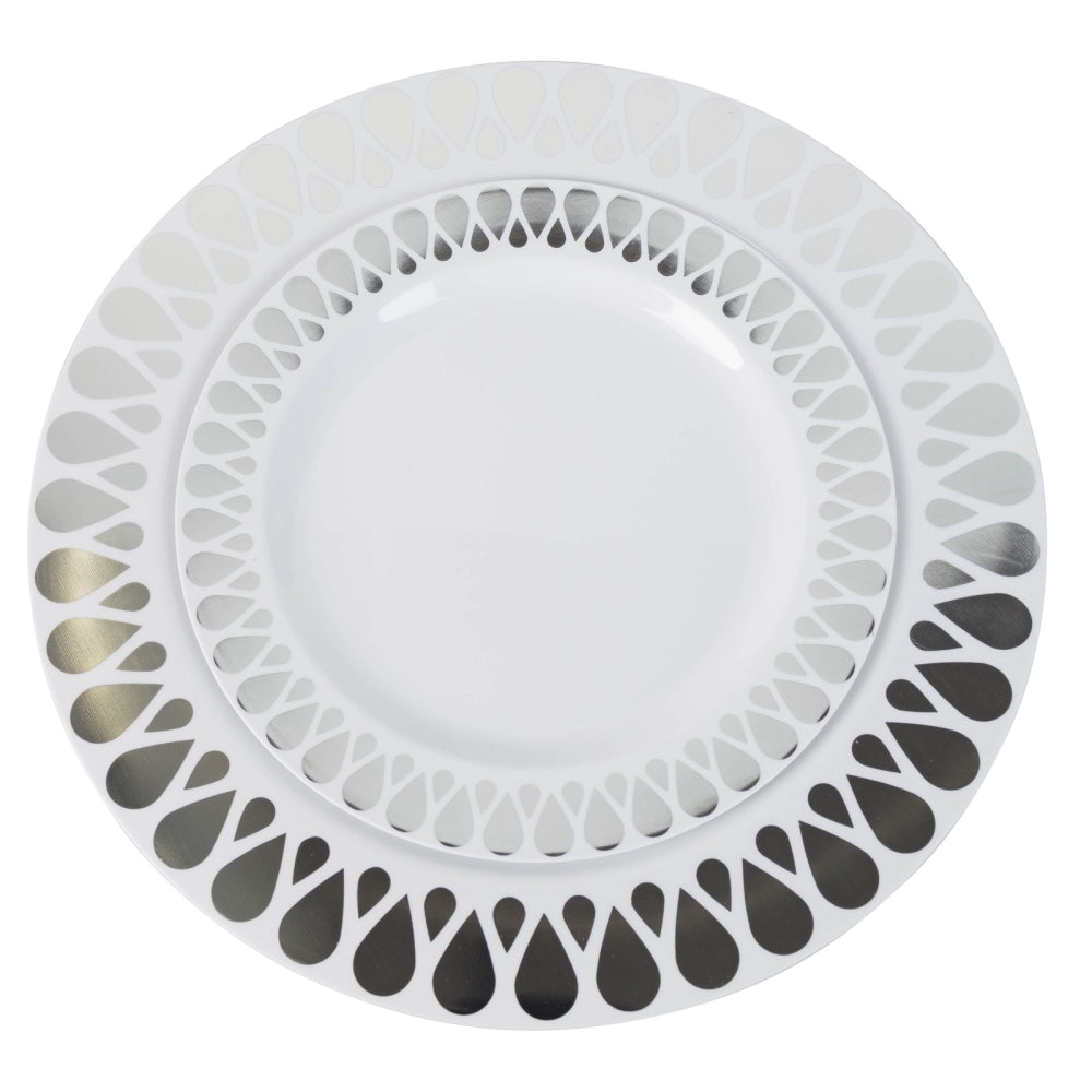 Case of 12 - 7.5" Silver Droplet Premium Plates - 10 ct.