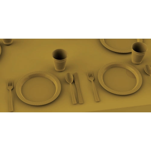 Case of 36 - 7 in. Plastic Plates 8 ct. - Gold
