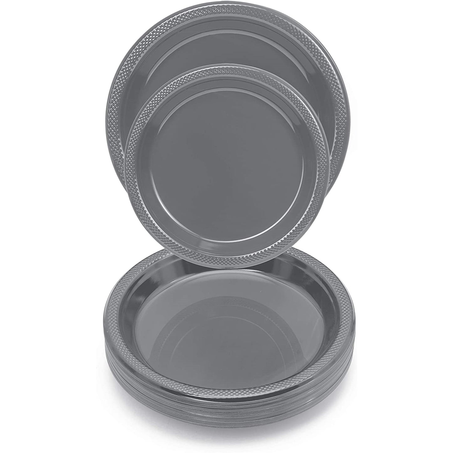 10 In. Silver Plastic Plates - 50 Ct.