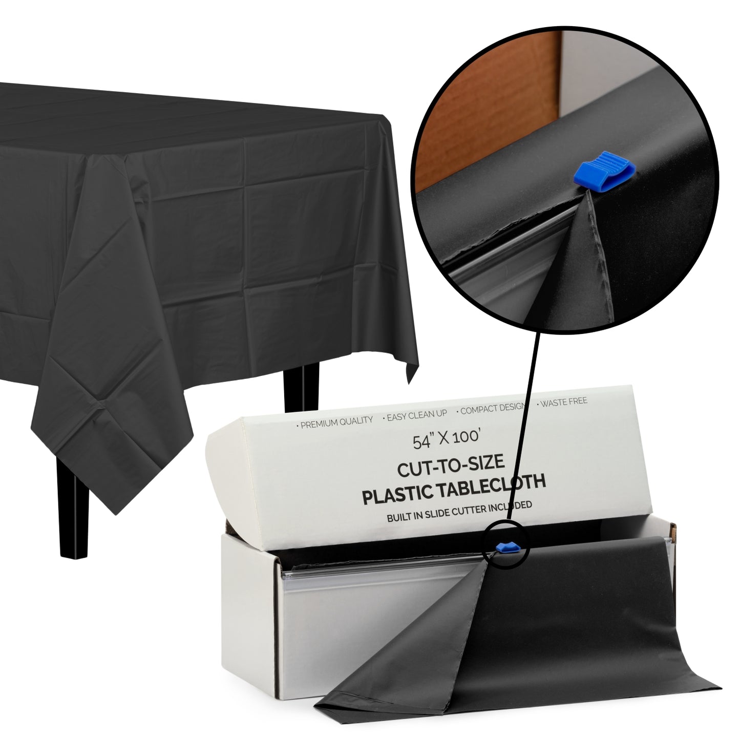 54" X 100' Select A Size Table Cover - Black