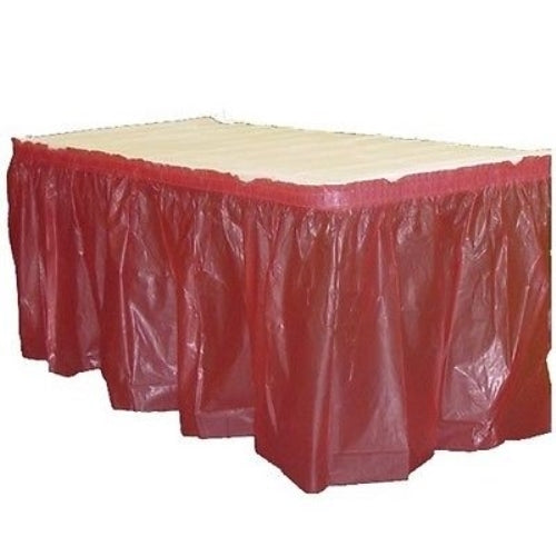 Burgundy Plastic Table Skirt