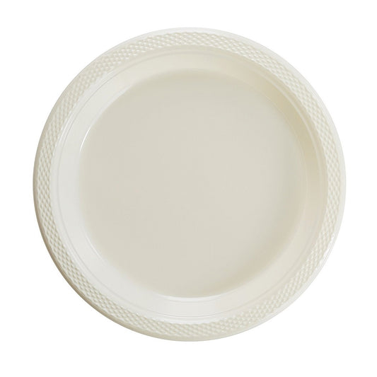 Case of 12 - 10" Plastic Plates 50 ct. - Ivory