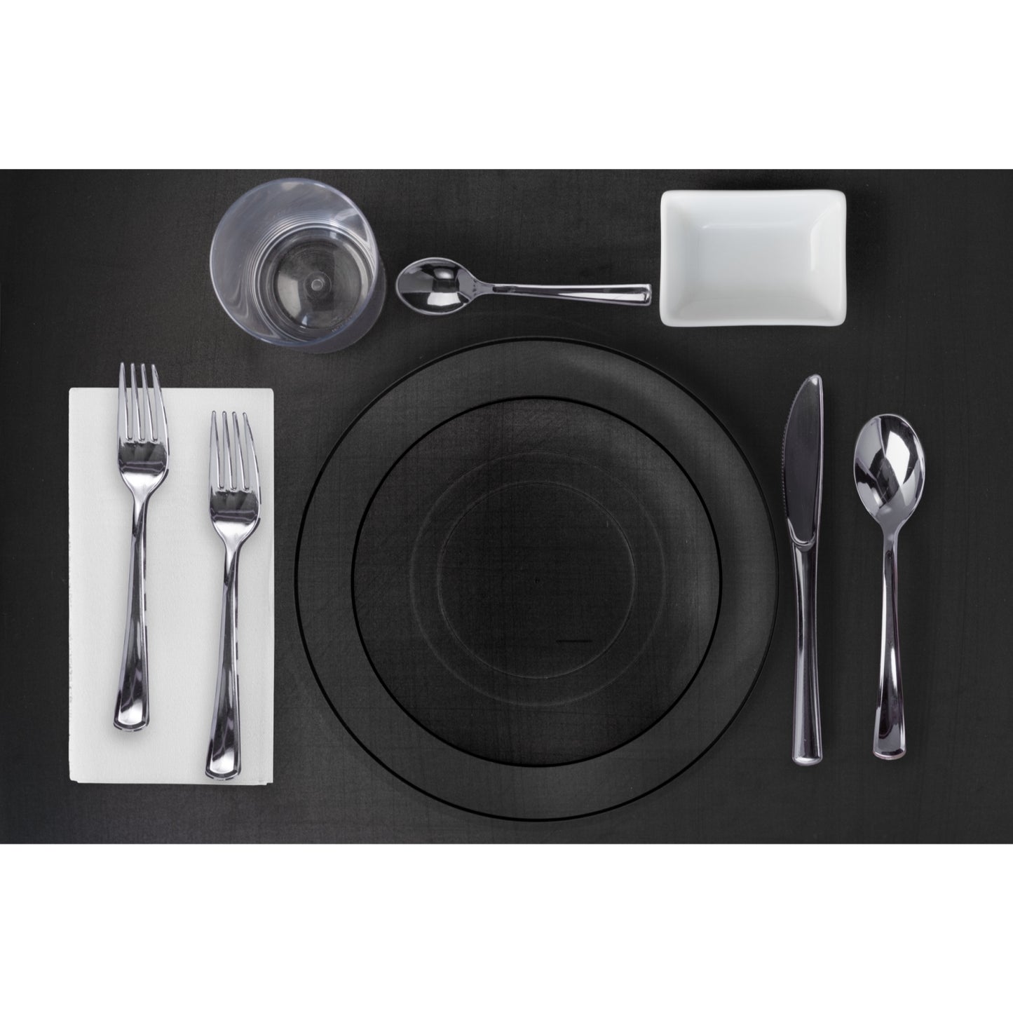 10" Classic Clear Design Plates - Black Rim (10)