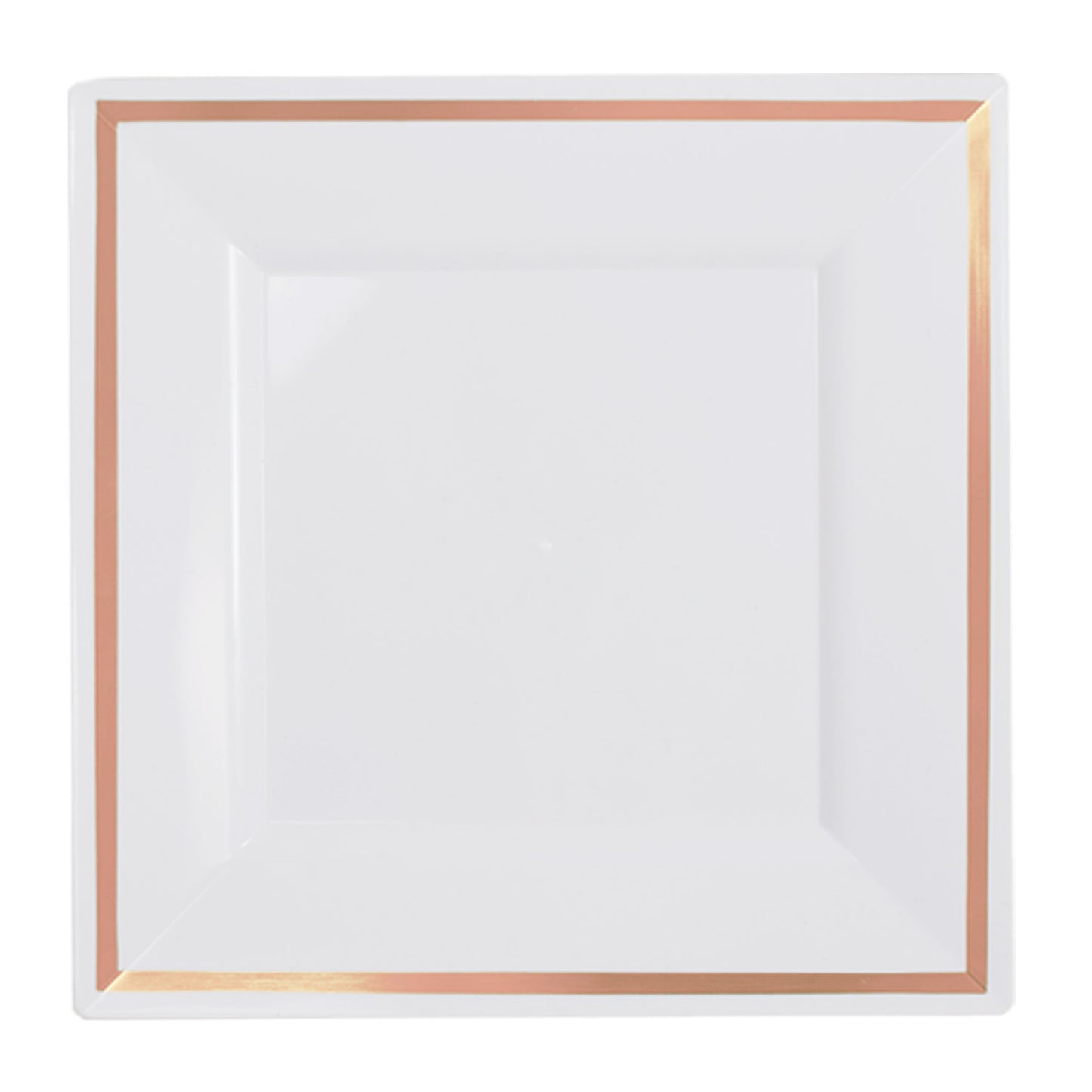 9.5 In. White/Rose Gold Line Square Plates - 10 Ct.