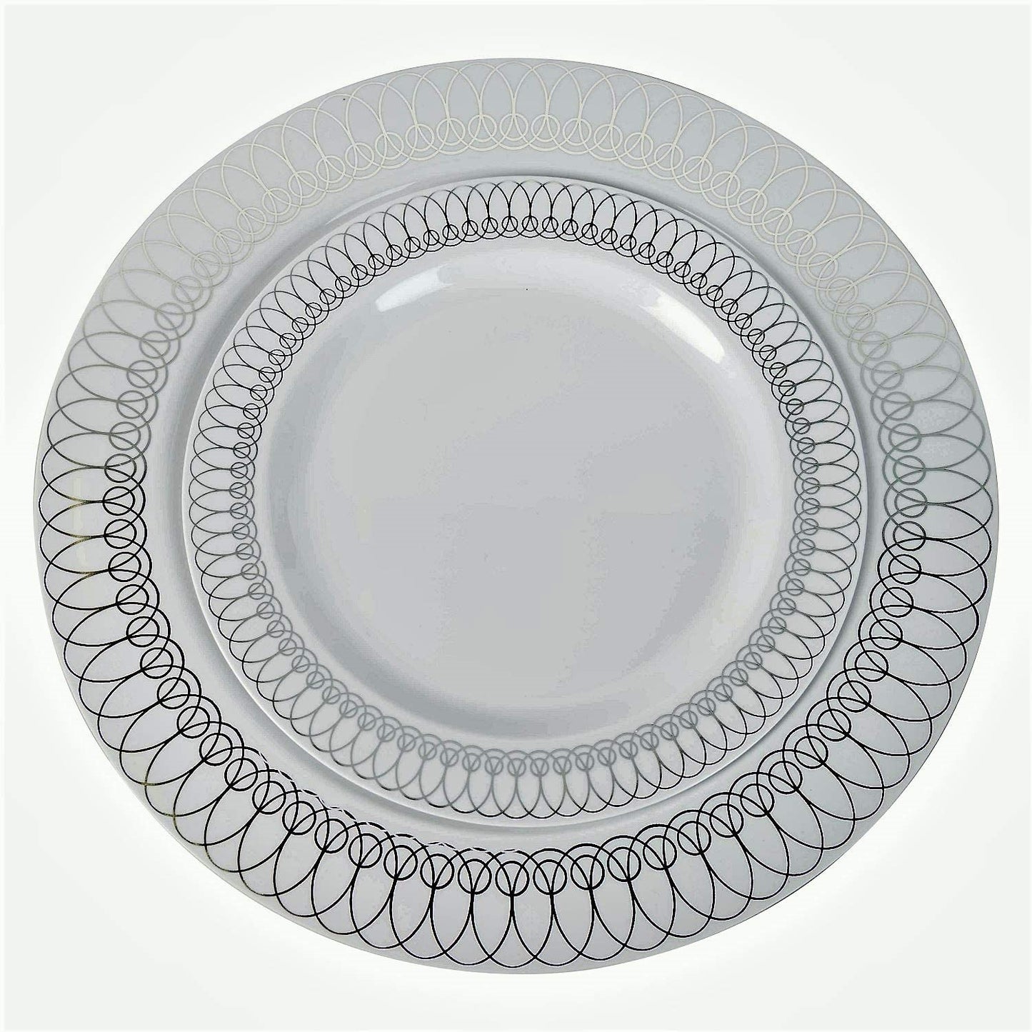 9 In. Silver Ovals Design Plates - 10 Ct.