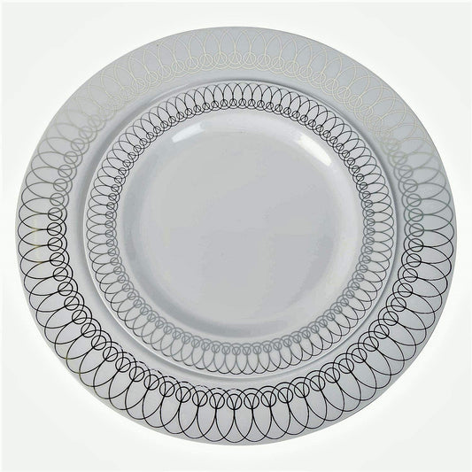 9 In. Silver Ovals Design Plates - 10 Ct.