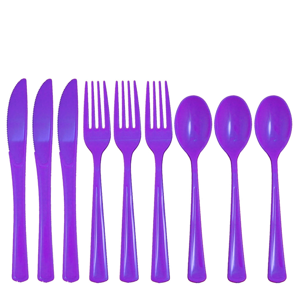 Case of 36 - Cutlery Combo Pack 24 ct. (8 ea.) - Purple
