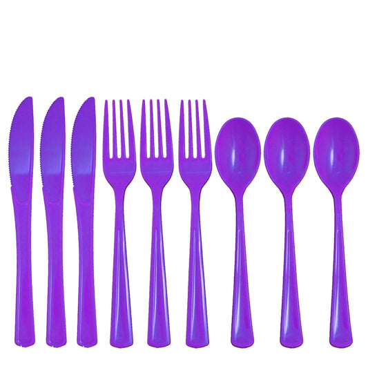 Case of 36 - Cutlery Combo Pack 24 ct. (8 ea.) - Purple