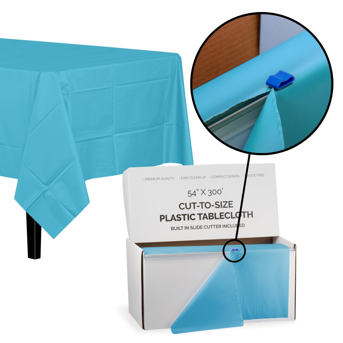 54" X 300' Select A Size Table Cover - Turquoise