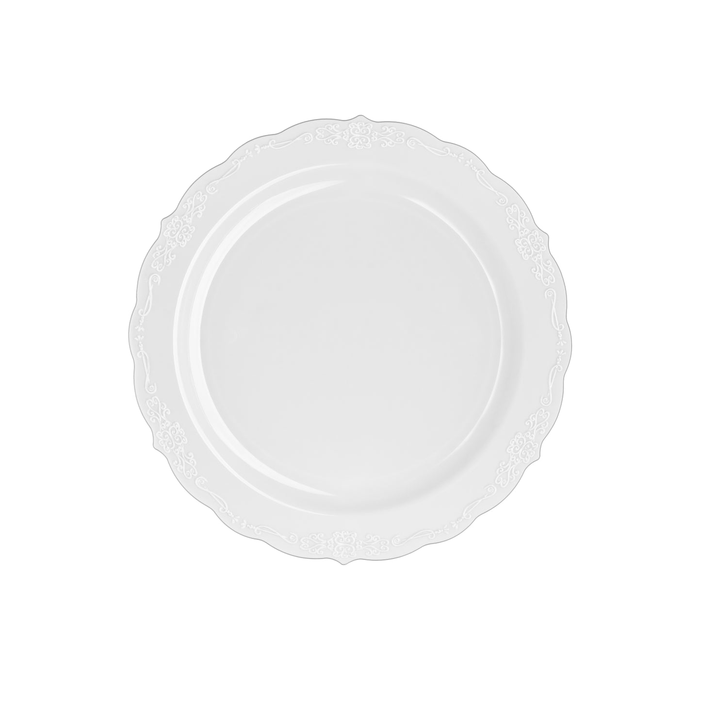 Case of 6 - 10.25"  Clear Victorian Design Plates - 20 ct.