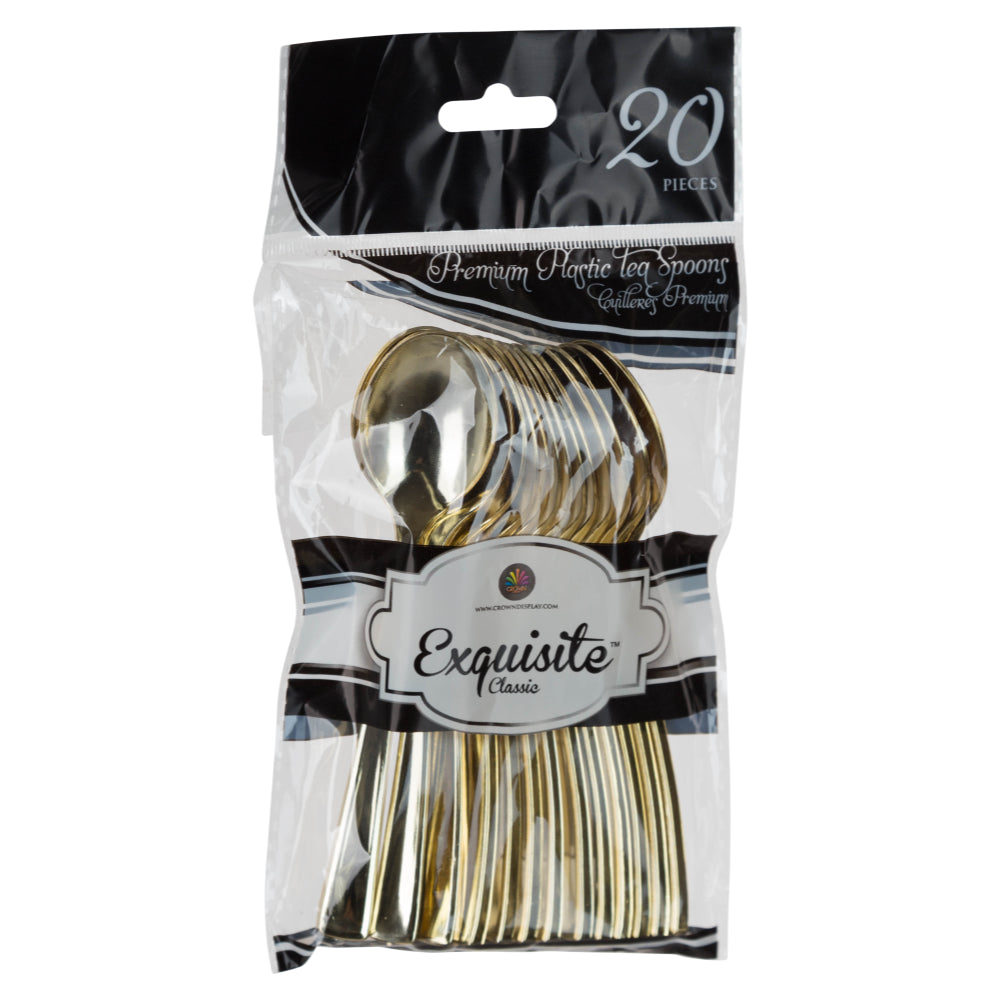 Case of 24 - Exquisite Classic Gold Plastic Tea Spoons - 20 ct.