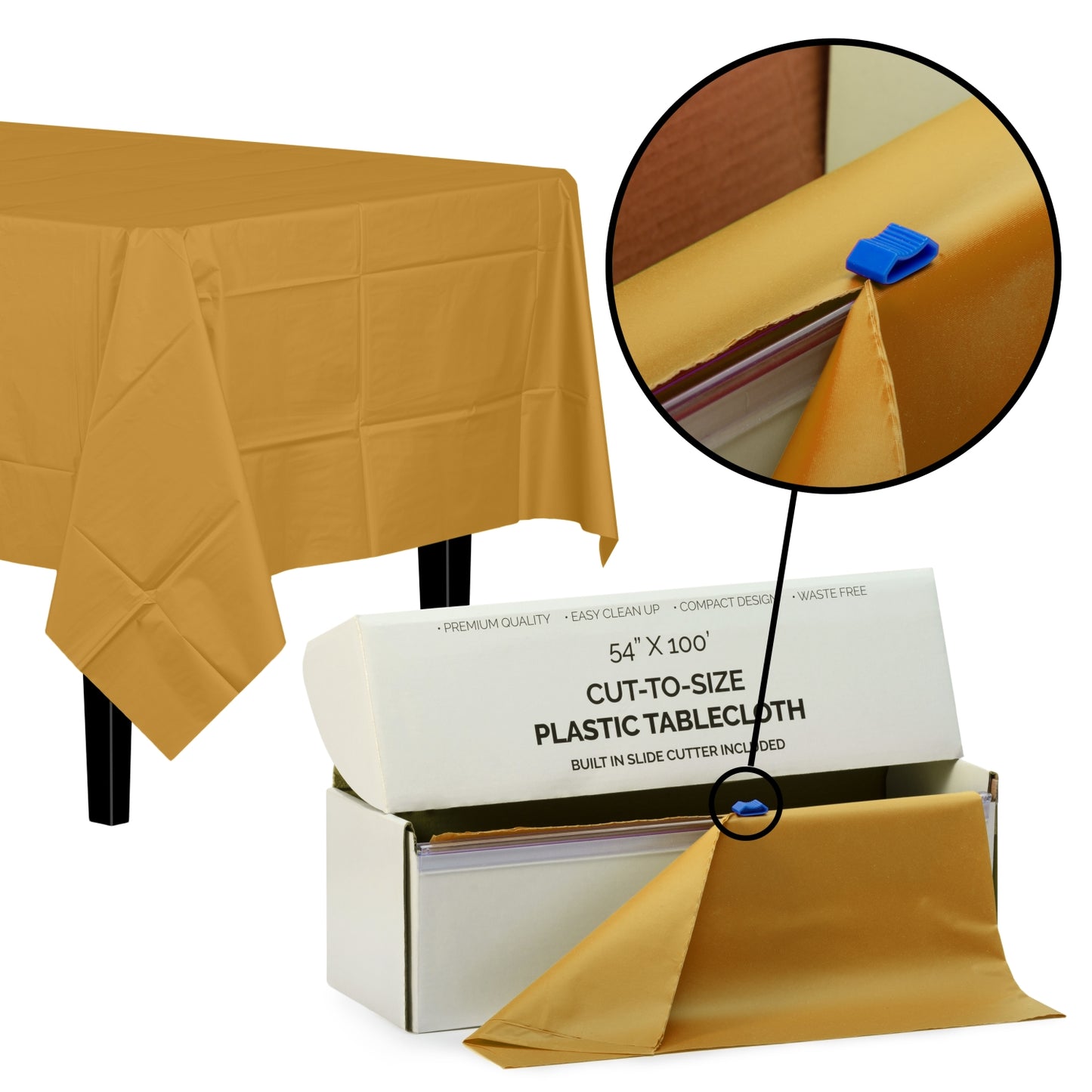 54" X 100' Select A Size Table Cover - Gold