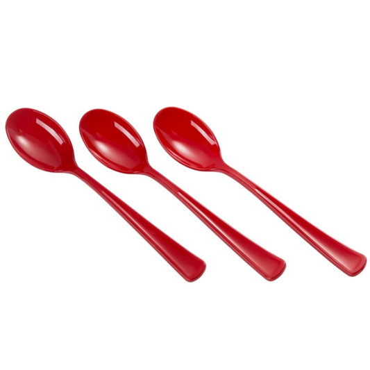 Heavy Duty Red Plastic Spoons - 50 Ct.
