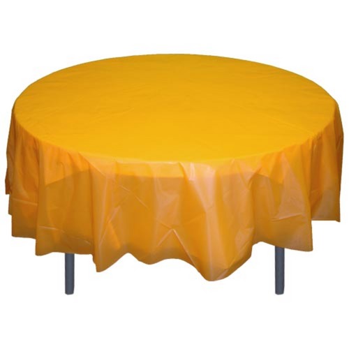 Yellow Plastic Tablecover 84" Round Case Of 96