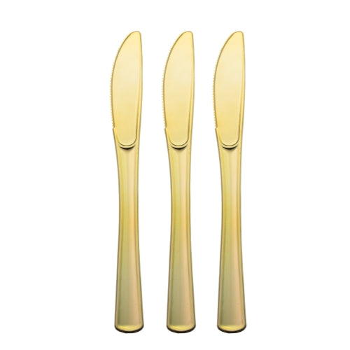 Case of 12 - Exquisite Classic Gold Plastic Knives - 120 ct.