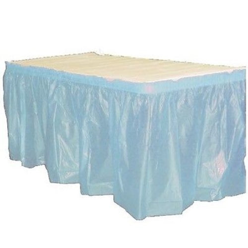 Light Blue Plastic Table Skirt