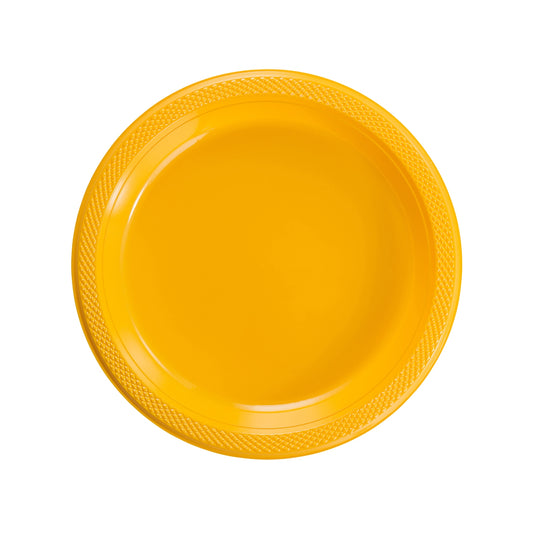 7 In. Yellow Plastic Plates - 50 Ct.