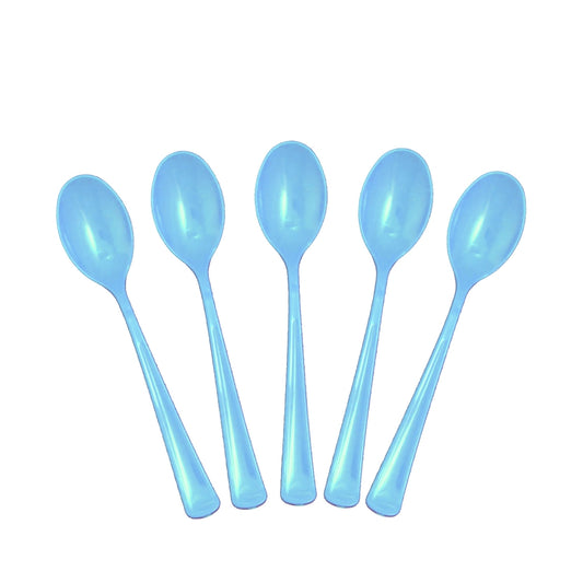 Heavy Duty Light Blue Plastic Spoons - 50 Ct.