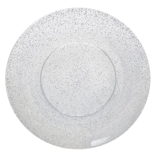 Case of 12 - 8" Silver Sparkle Design Plastic Plates (10)