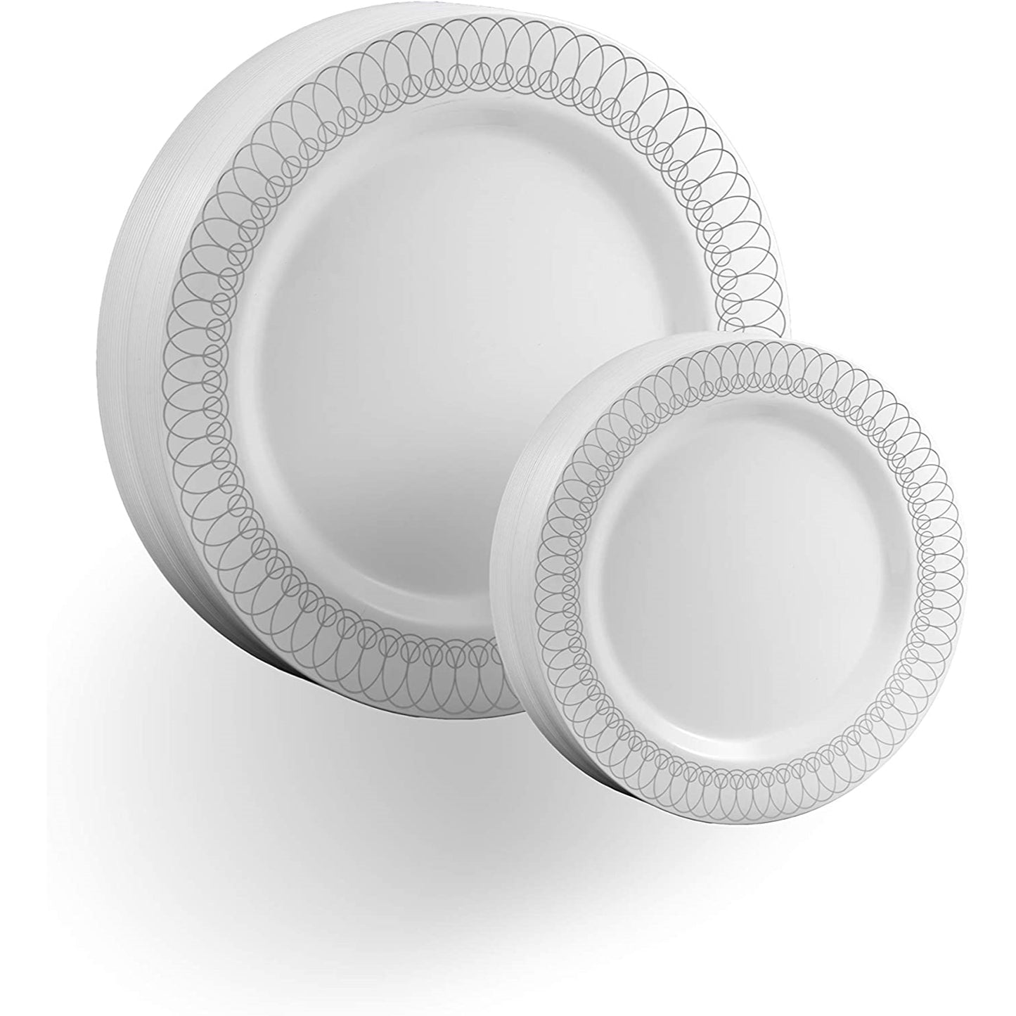 9 In. Silver Ovals Design Plates - 10 Ct.