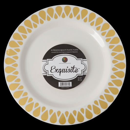 Case of 12 - 7.5" Gold Droplet Premium Plates - 10 ct.