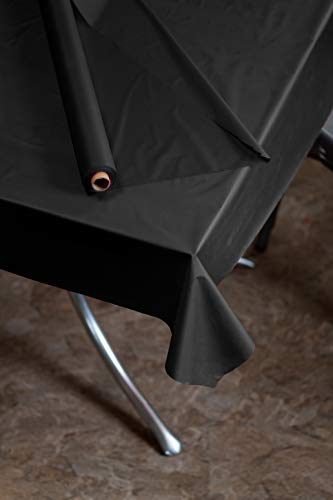 Premium Quality Plastic Table Cover Banquet Rolls 40" X 300' (Black)