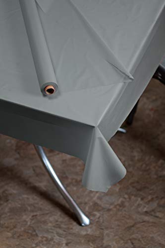 Premium Quality Plastic Table Cover Banquet Rolls 40" X 300' (Silver)