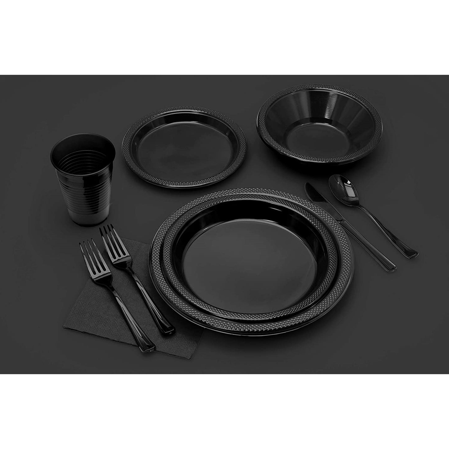 10 In. Black Plastic Plates - 50 Ct.