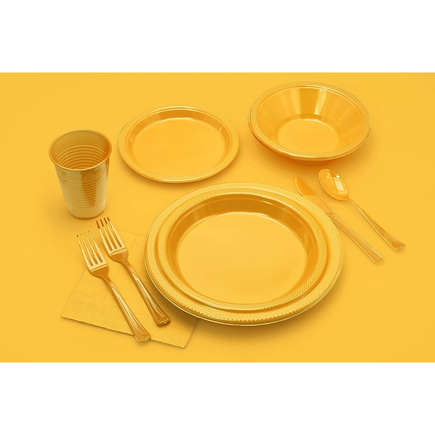 7 In. Yellow Plastic Plates - 50 Ct.