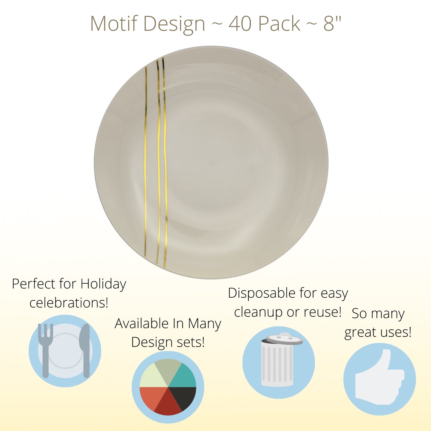8" Motif Design Plastic Plates (10)