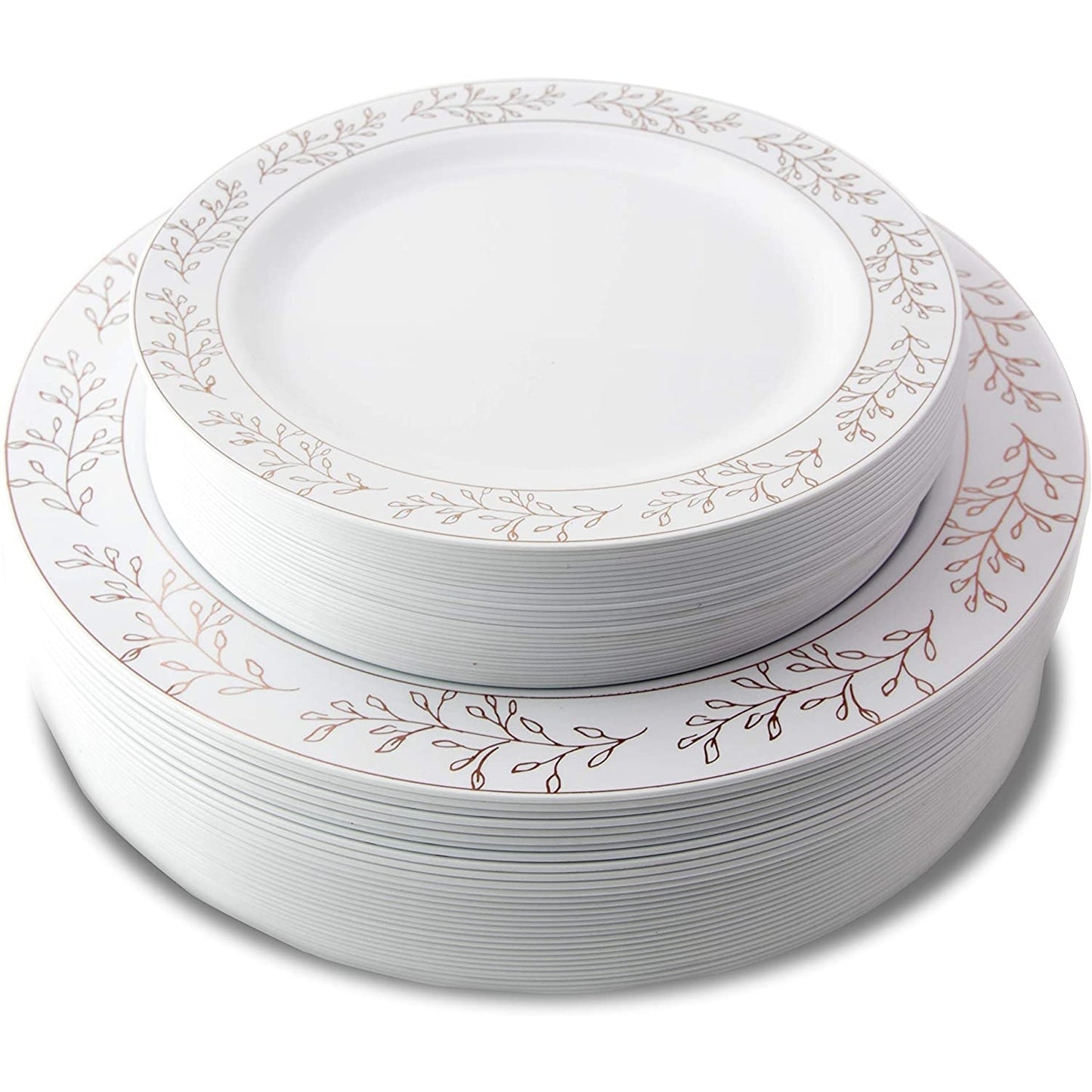 Case Of 4 - Rose Gold Leaf Plates Combo Pack - 30/30