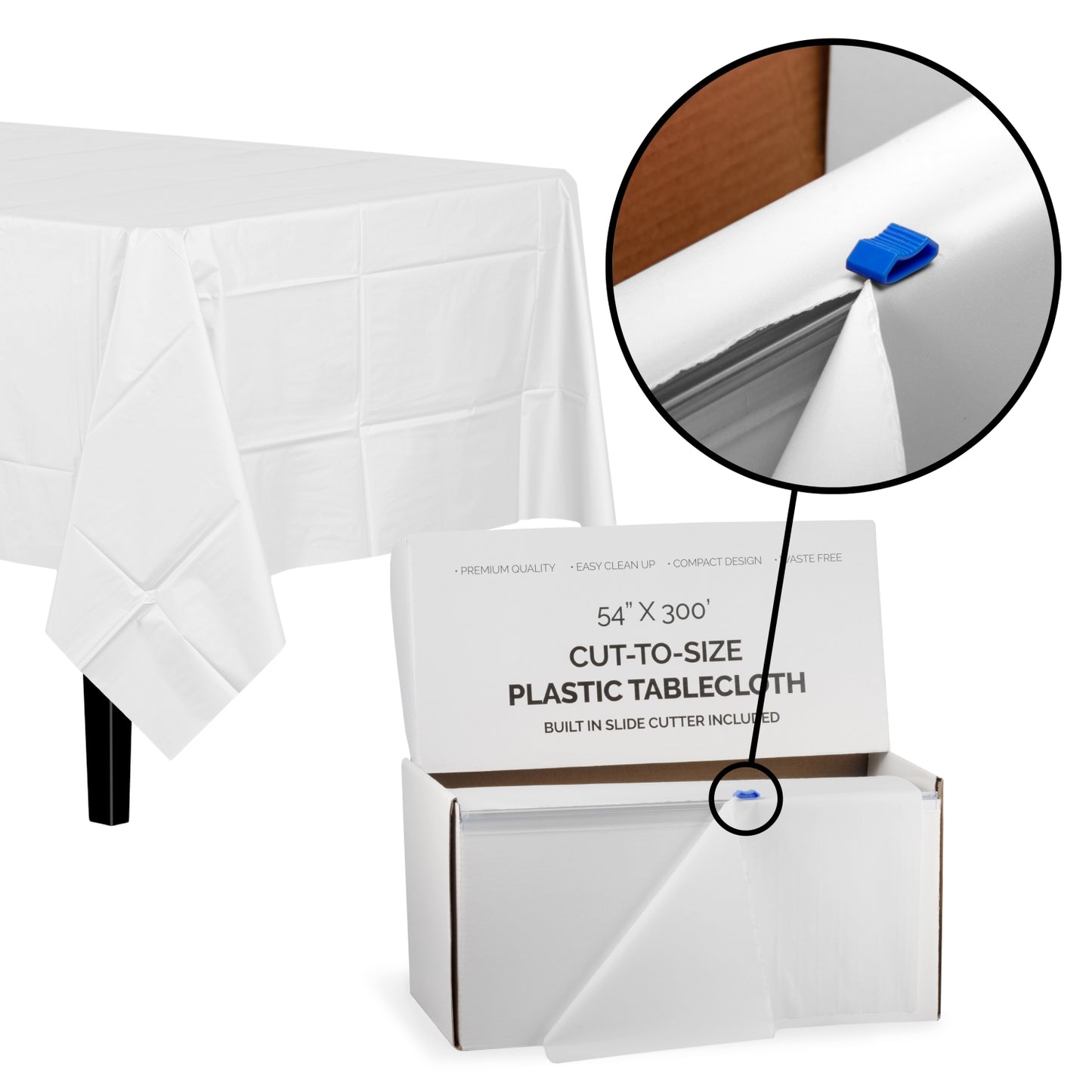 54" X 300' Select A Size Table Cover - White
