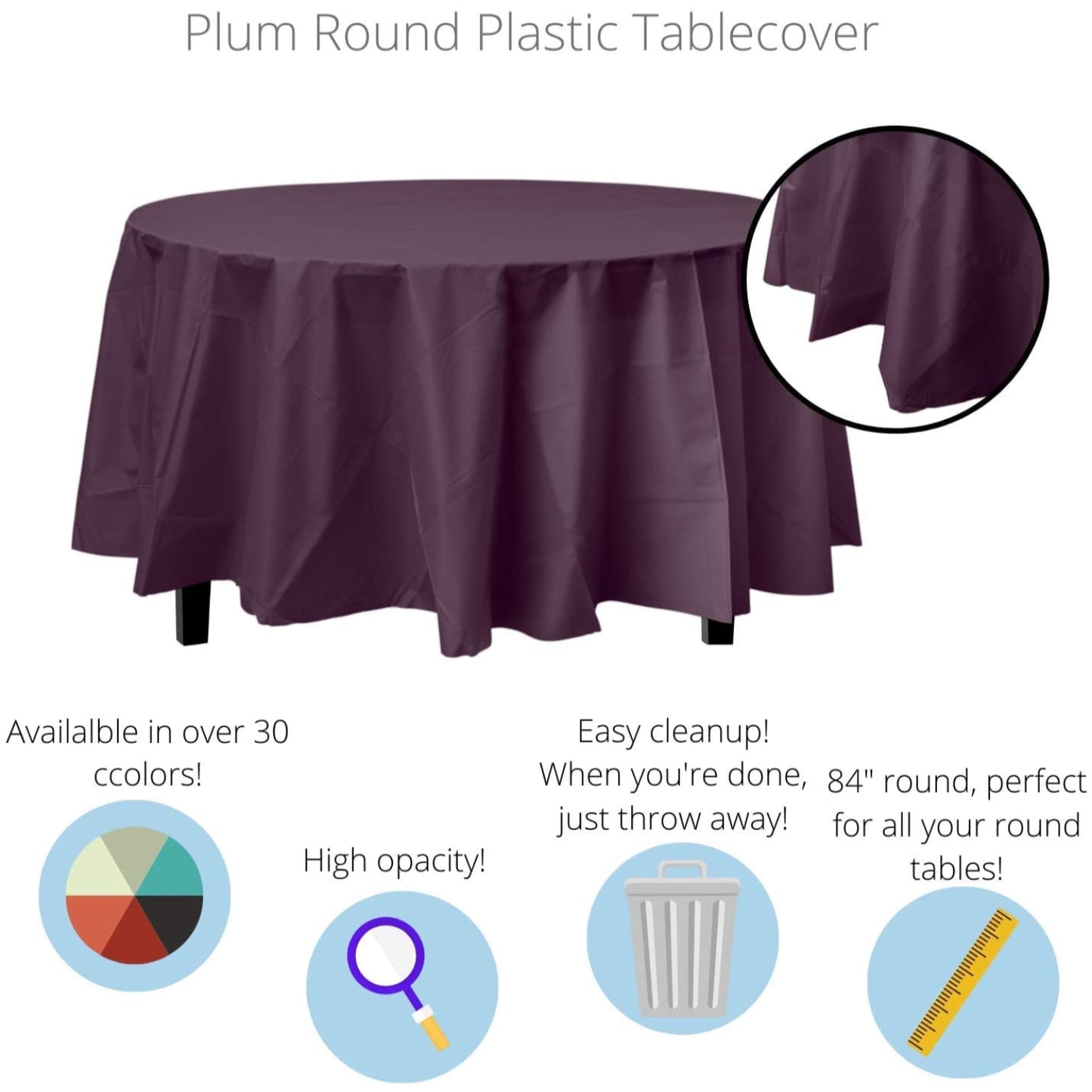 Case of 96 - *Premium Quality* 84" Round - Plum