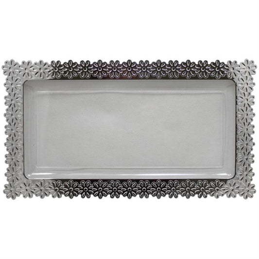 8 In. x 15 In. Silver Edged Flower Tray - 2 Ct.